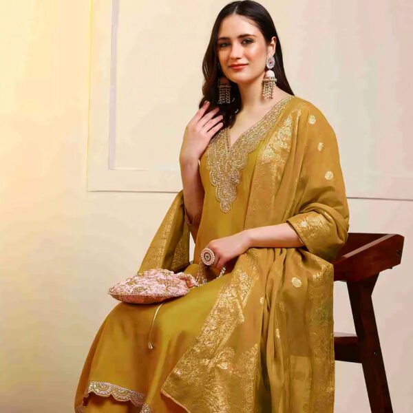 Embroidered Kurta, Salwar & Dupatta Set - Image 2