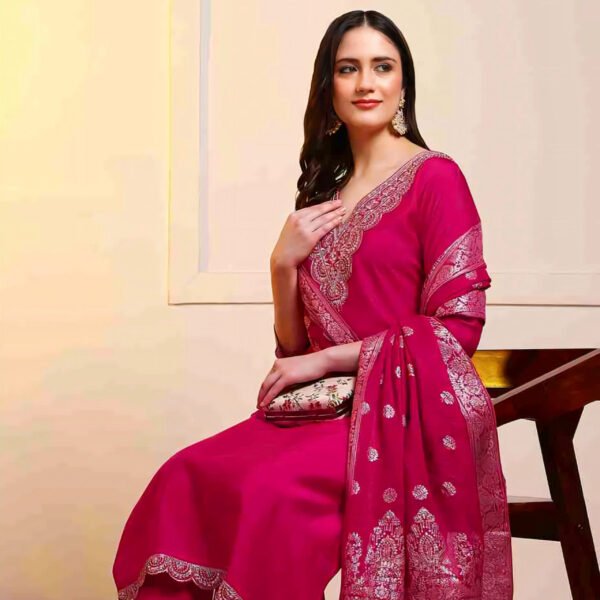 Embroidered Kurta, Salwar & Dupatta Set - Image 3