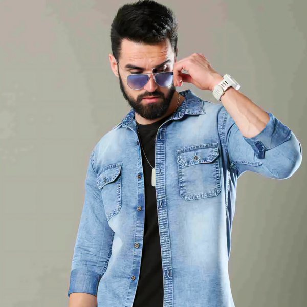 Men Regular Fit Washed Cut Away Collar Casual Shirt - Image 5