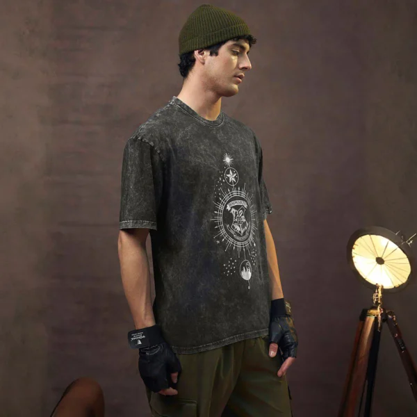 Men’s Vintage Graphic Washed Black T-Shirt - Image 2