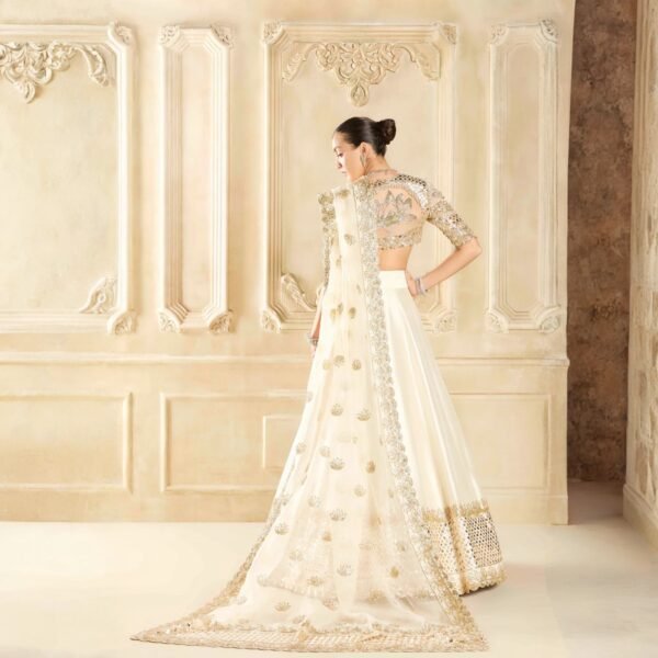 Lotus Bloom Ivory Embroidered Lehenga Set - Image 5