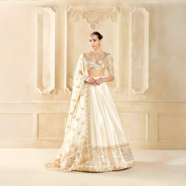Lotus Bloom Ivory Embroidered Lehenga Set - Image 3