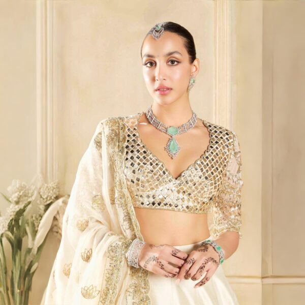 Lotus Bloom Ivory Embroidered Lehenga Set