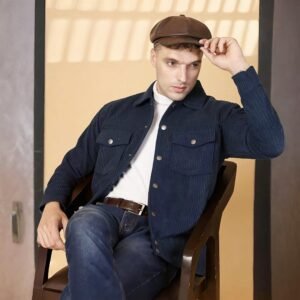 Men Blue Self Design Winter Shacket