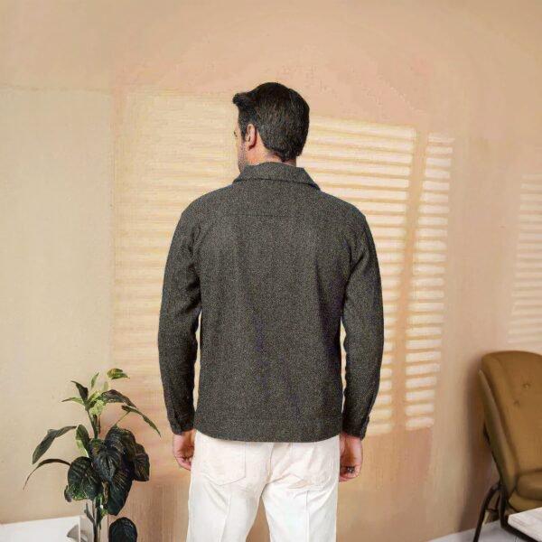 Men's Charcoal Grey Wool Blend Overshirt Jacket - Image 3