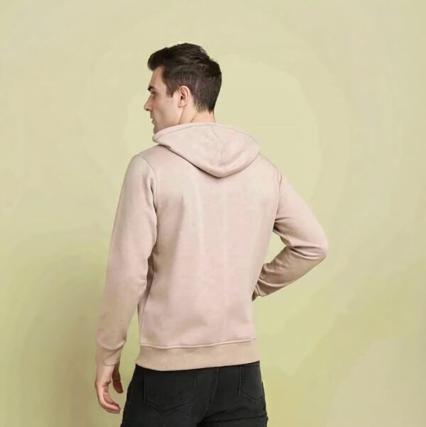 Men’s Light Grey Zipper Hoodie Casual Cotton Blend Jacket with Hood - Image 4